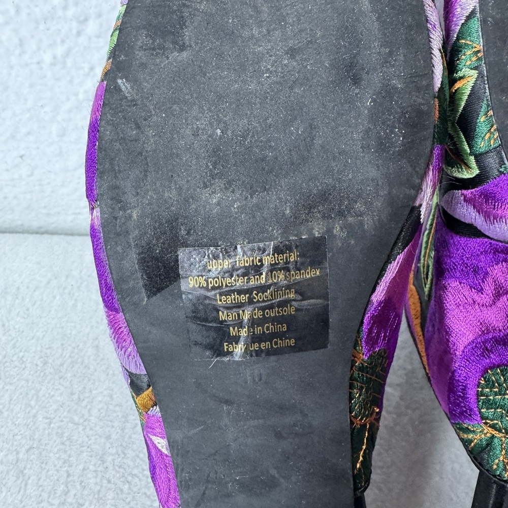 Jeffrey Campbell Floral Bird Embroidered Mules Heels Women's 10 Boho Purple - Picture 10 of 14